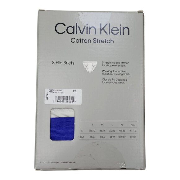 Calvin Klein Cotton Stretch Classic Fit Hip Briefs 3pk 2XL Wicking Technology - Picture 6 of 10